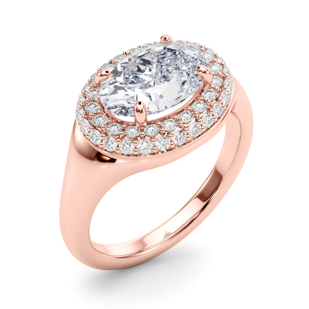 Exquisite 14kt Yellow Gold Oval Trellis Engagement Ring Setting - Semi-Mount with 3/8 ct tw Diamonds