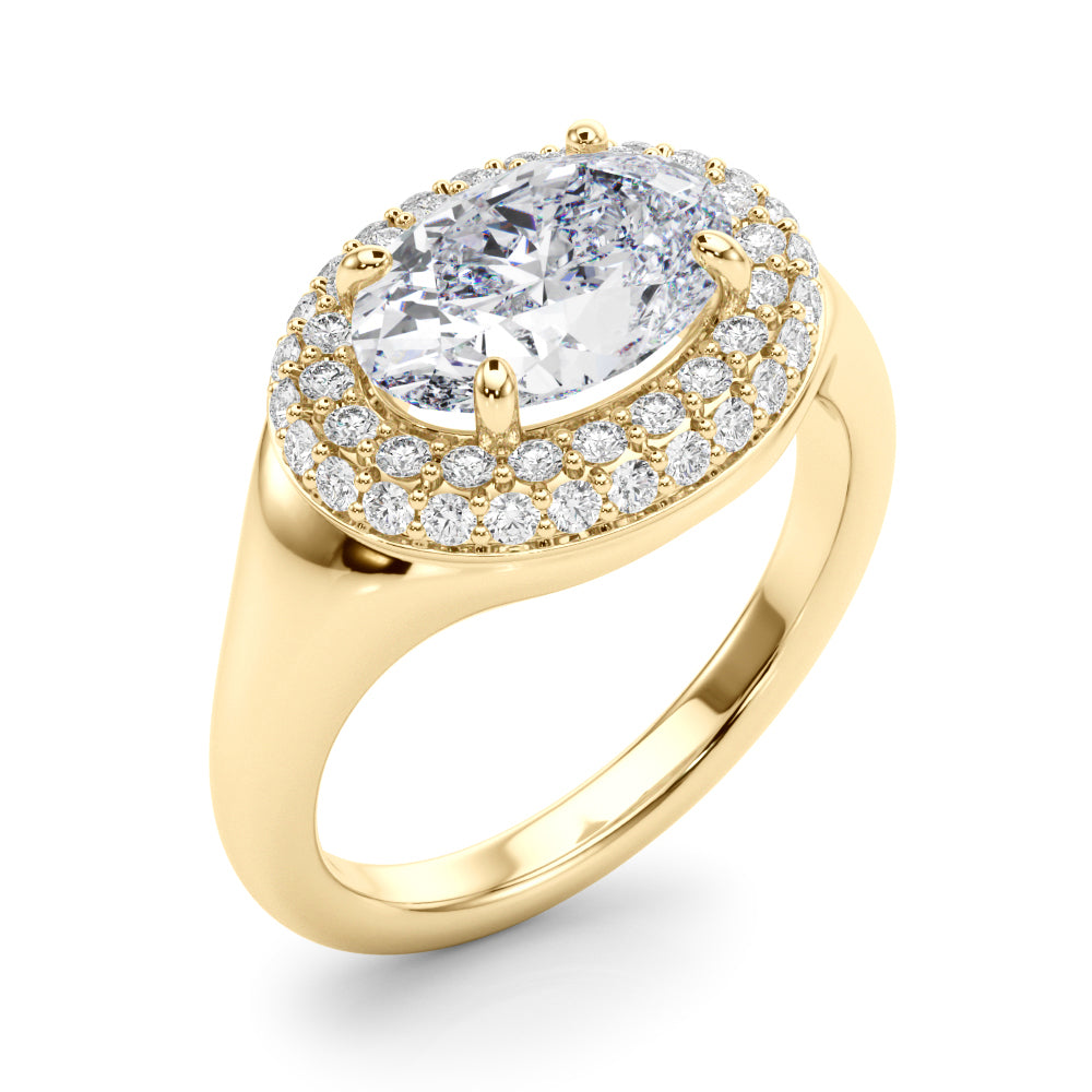 Exquisite 14kt Yellow Gold Oval Trellis Engagement Ring Setting - Semi-Mount with 3/8 ct tw Diamonds