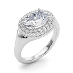 Exquisite 14kt Yellow Gold Oval Trellis Engagement Ring Setting - Semi-Mount with 3/8 ct tw Diamonds