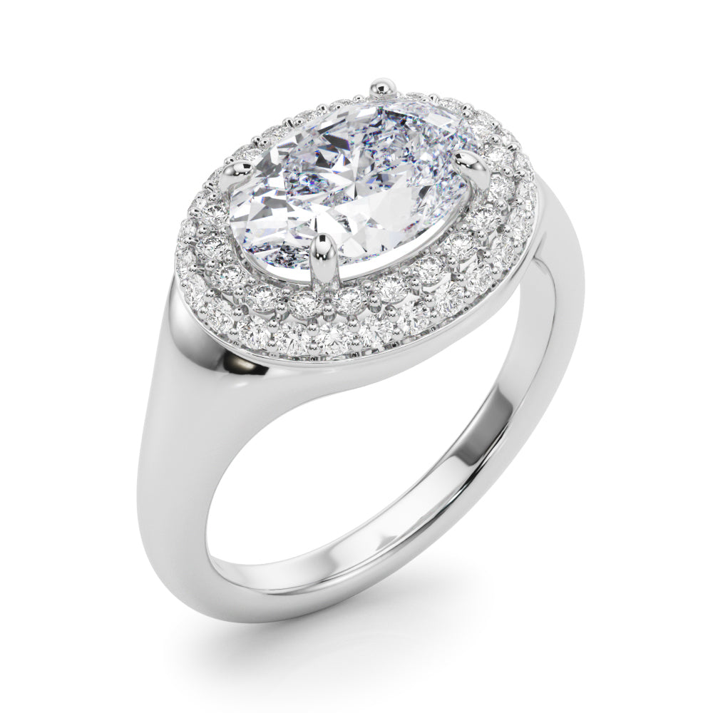 Exquisite 14kt Yellow Gold Oval Trellis Engagement Ring Setting - Semi-Mount with 3/8 ct tw Diamonds