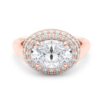 Exquisite 14kt Yellow Gold Oval Trellis Engagement Ring Setting - Semi-Mount with 3/8 ct tw Diamonds