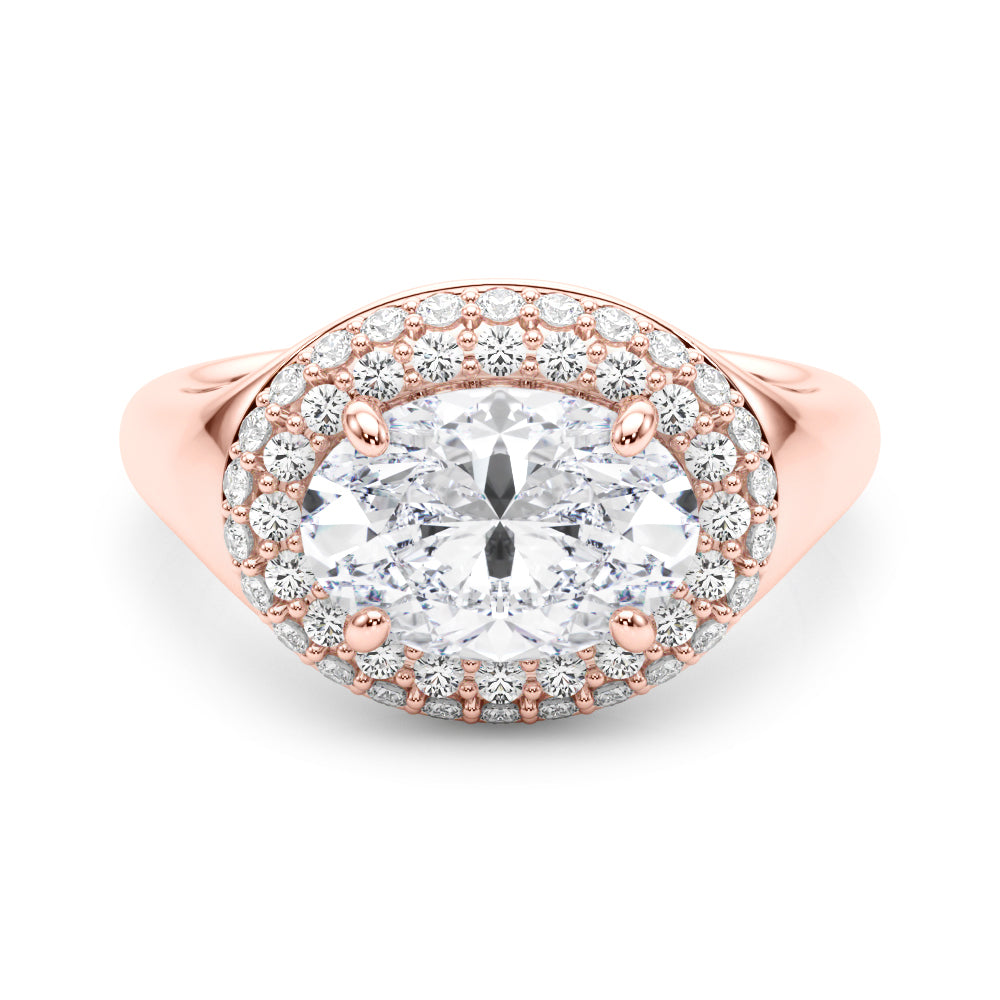 Exquisite 14kt Yellow Gold Oval Trellis Engagement Ring Setting - Semi-Mount with 3/8 ct tw Diamonds
