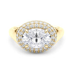Exquisite 14kt Yellow Gold Oval Trellis Engagement Ring Setting - Semi-Mount with 3/8 ct tw Diamonds