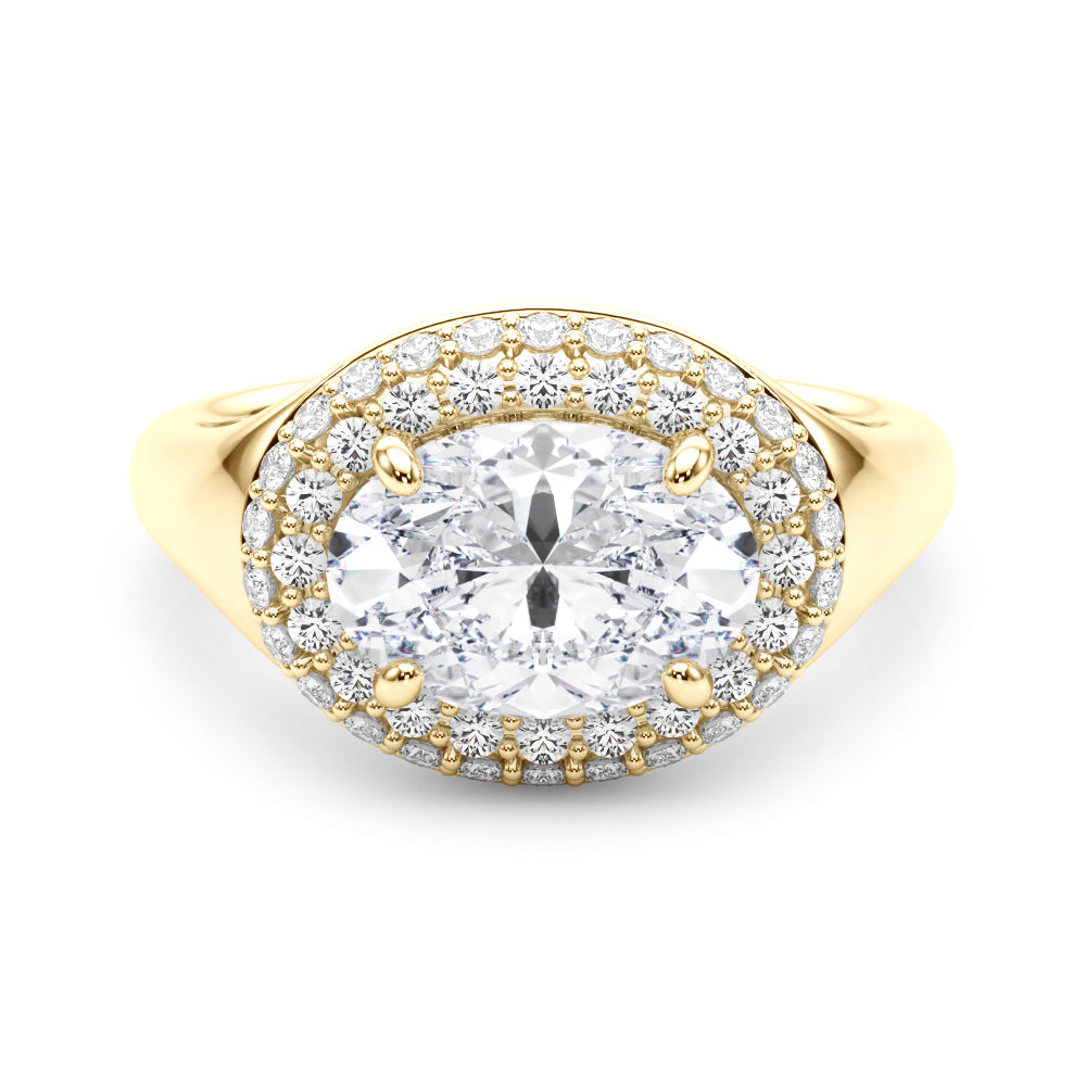 Exquisite 14kt Yellow Gold Oval Trellis Engagement Ring Setting - Semi-Mount with 3/8 ct tw Diamonds