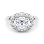 Exquisite 14kt Yellow Gold Oval Trellis Engagement Ring Setting - Semi-Mount with 3/8 ct tw Diamonds