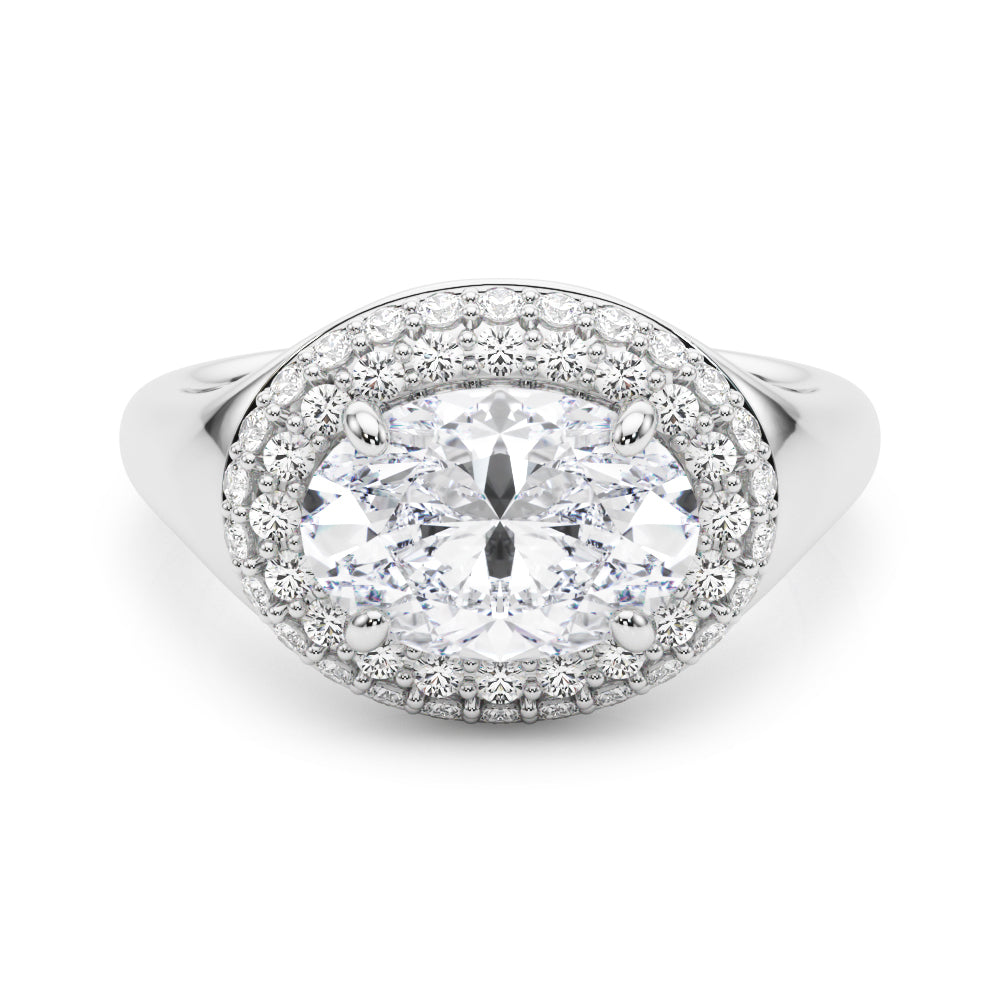 Exquisite 14kt Yellow Gold Oval Trellis Engagement Ring Setting - Semi-Mount with 3/8 ct tw Diamonds