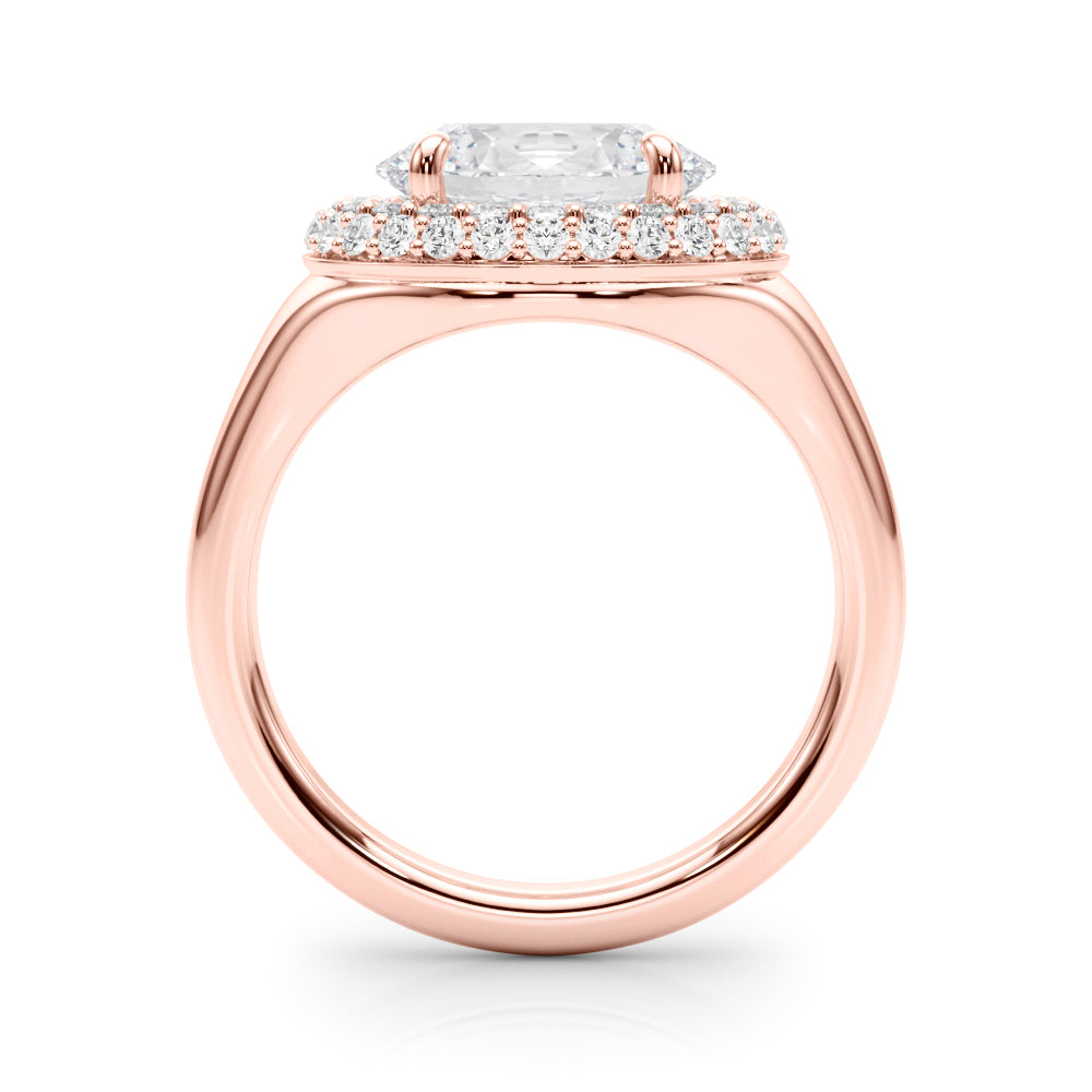Exquisite 14kt Yellow Gold Oval Trellis Engagement Ring Setting - Semi-Mount with 3/8 ct tw Diamonds