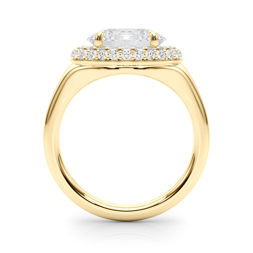 Exquisite 14kt Yellow Gold Oval Trellis Engagement Ring Setting - Semi-Mount with 3/8 ct tw Diamonds