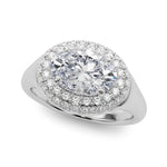 Exquisite 14kt Yellow Gold Oval Trellis Engagement Ring Setting - Semi-Mount with 3/8 ct tw Diamonds
