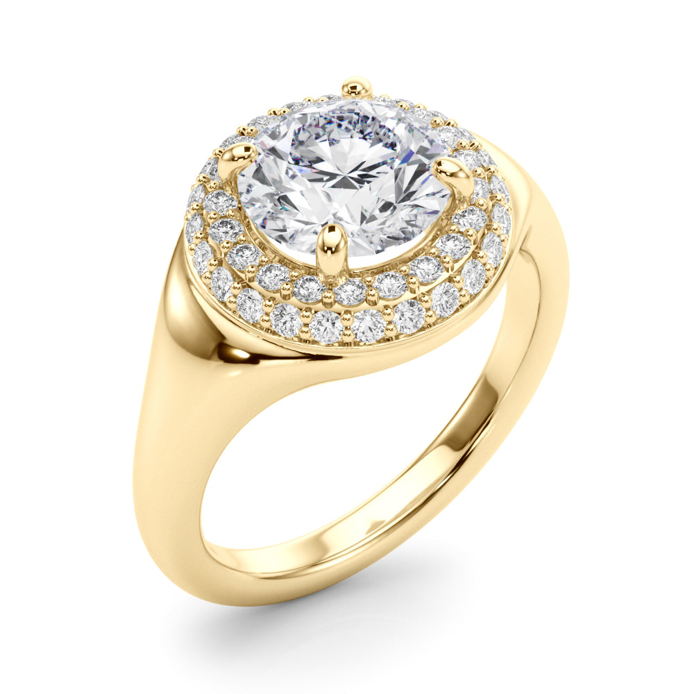 Elegant 1 CT Round Cut Trellis Engagement Ring Setting in 14k Yellow Gold