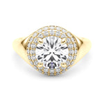 Elegant 1 CT Round Cut Trellis Engagement Ring Setting in 14k Yellow Gold