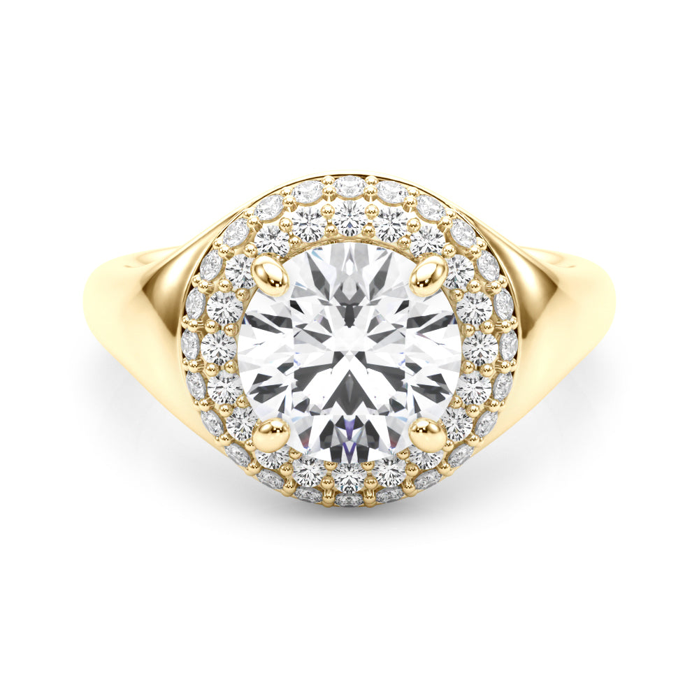 Elegant 1 CT Round Cut Trellis Engagement Ring Setting in 14k Yellow Gold
