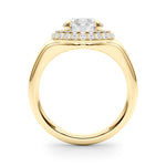 Elegant 1 CT Round Cut Trellis Engagement Ring Setting in 14k Yellow Gold
