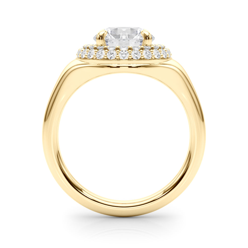Elegant 1 CT Round Cut Trellis Engagement Ring Setting in 14k Yellow Gold