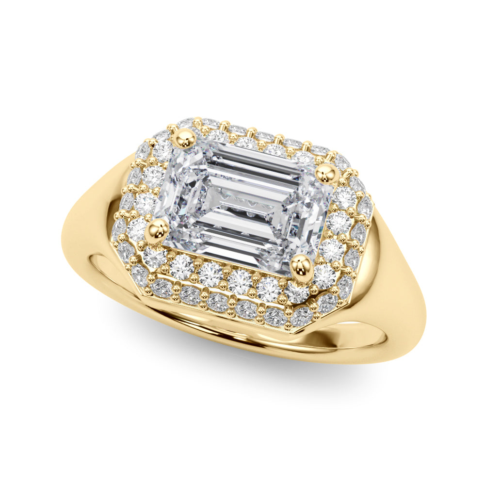 14kt Yellow Gold Emerald Cut Engagement Ring Setting - Trellis Style (6.5x5 MM Center)
