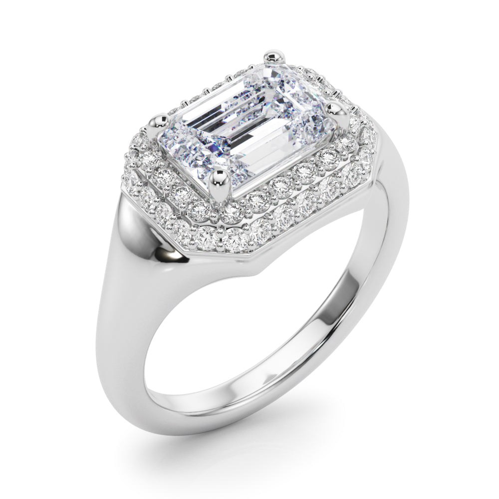 14kt Yellow Gold Emerald Cut Engagement Ring Setting - Trellis Style (6.5x5 MM Center)