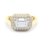 14kt Yellow Gold Emerald Cut Engagement Ring Setting - Trellis Style (6.5x5 MM Center)
