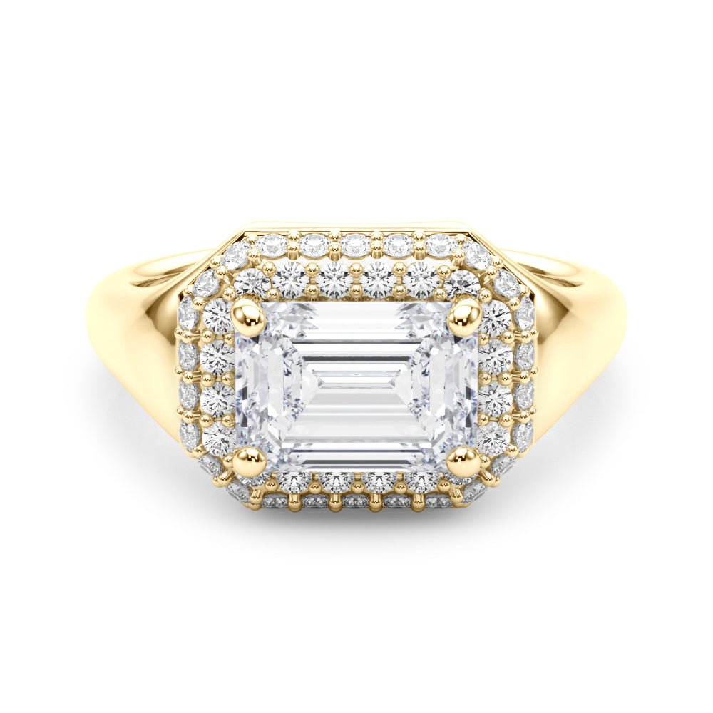 14kt Yellow Gold Emerald Cut Engagement Ring Setting - Trellis Style (6.5x5 MM Center)