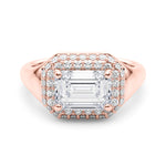14kt Yellow Gold Emerald Cut Engagement Ring Setting - Trellis Style (6.5x5 MM Center)