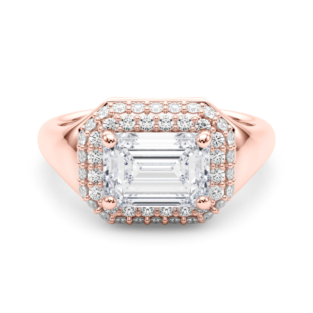 14kt Yellow Gold Emerald Cut Engagement Ring Setting - Trellis Style (6.5x5 MM Center)