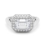 14kt Yellow Gold Emerald Cut Engagement Ring Setting - Trellis Style (6.5x5 MM Center)