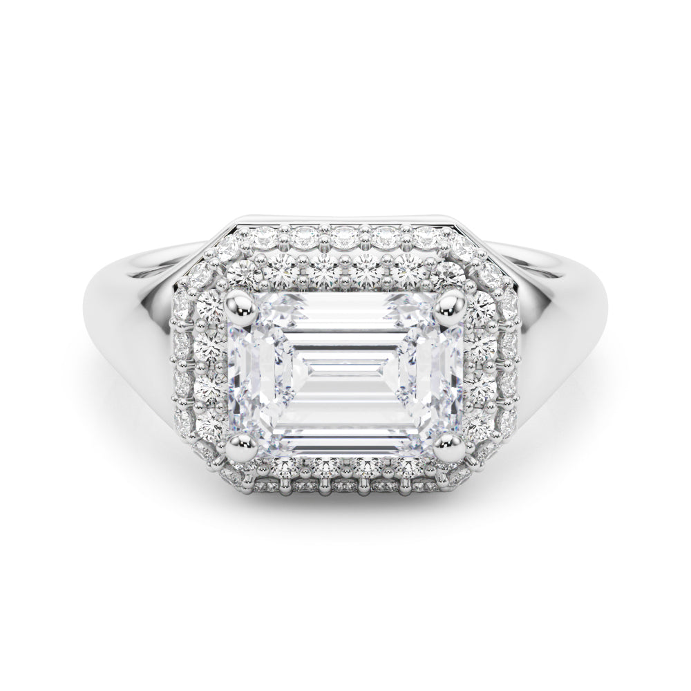 14kt Yellow Gold Emerald Cut Engagement Ring Setting - Trellis Style (6.5x5 MM Center)