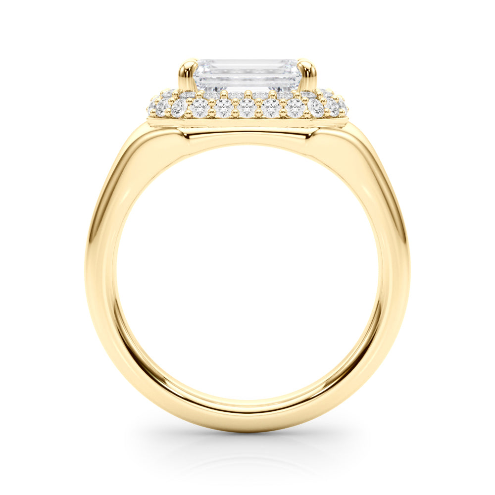 14kt Yellow Gold Emerald Cut Engagement Ring Setting - Trellis Style (6.5x5 MM Center)