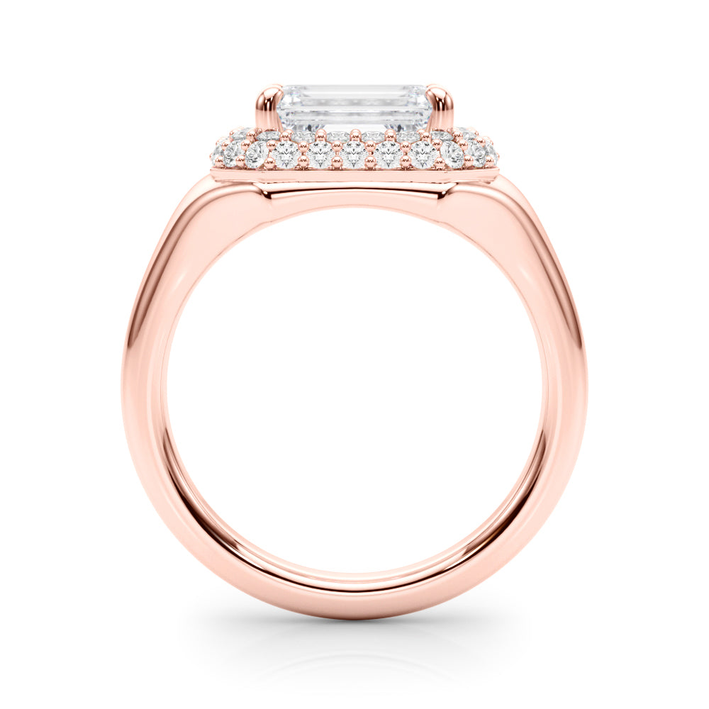 14kt Yellow Gold Emerald Cut Engagement Ring Setting - Trellis Style (6.5x5 MM Center)