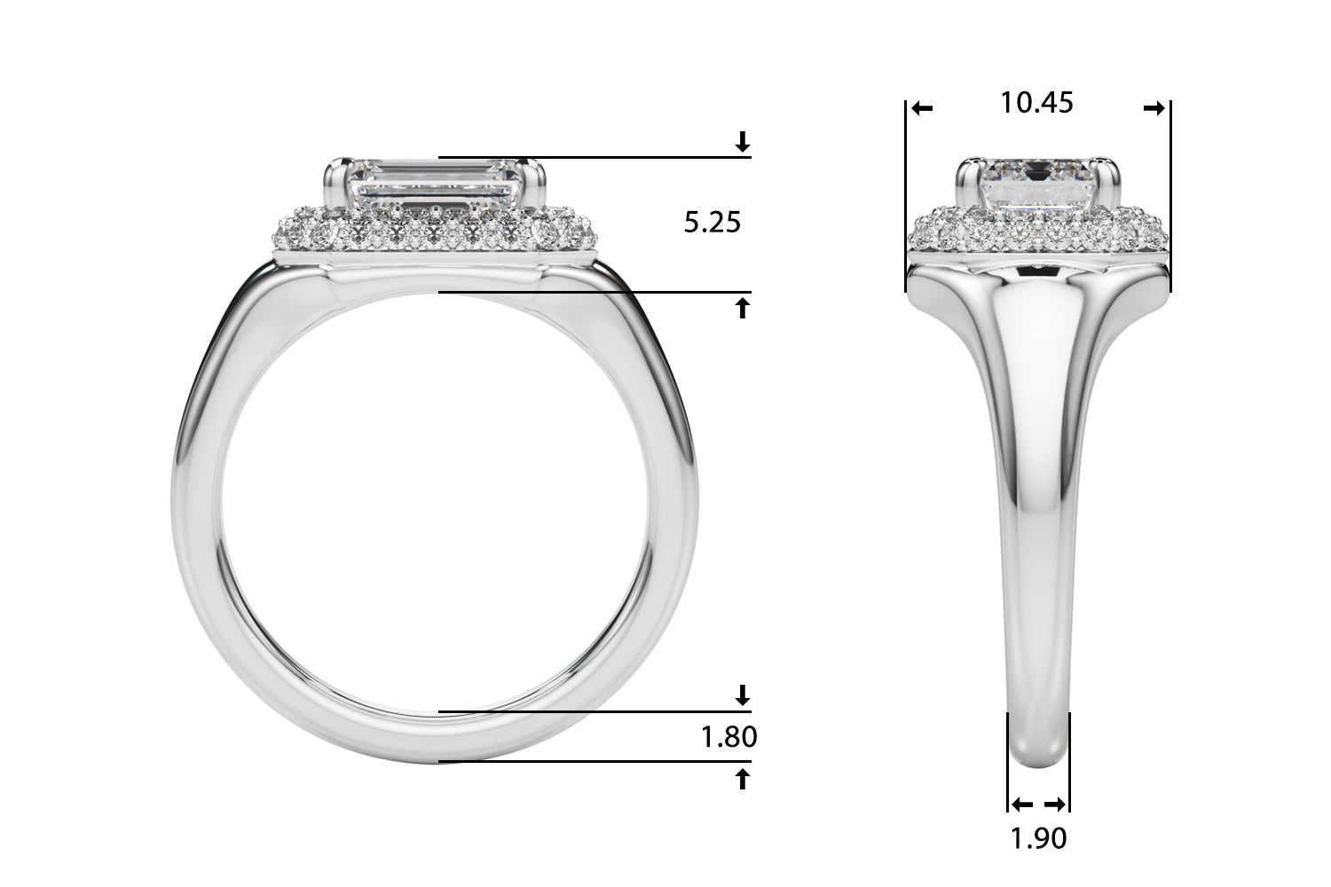 14kt Yellow Gold Emerald Cut Engagement Ring Setting - Trellis Style (6.5x5 MM Center)
