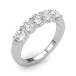 Exquisite 5 Stone Shared Prong Diamond Wedding Band - 1/2 Carat TW, 14k White Gold