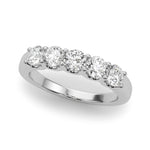 Exquisite 5 Stone Shared Prong Diamond Wedding Band - 1/2 Carat TW, 14k White Gold