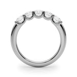 Exquisite 5 Stone Shared Prong Diamond Wedding Band - 1/2 Carat TW, 14k White Gold