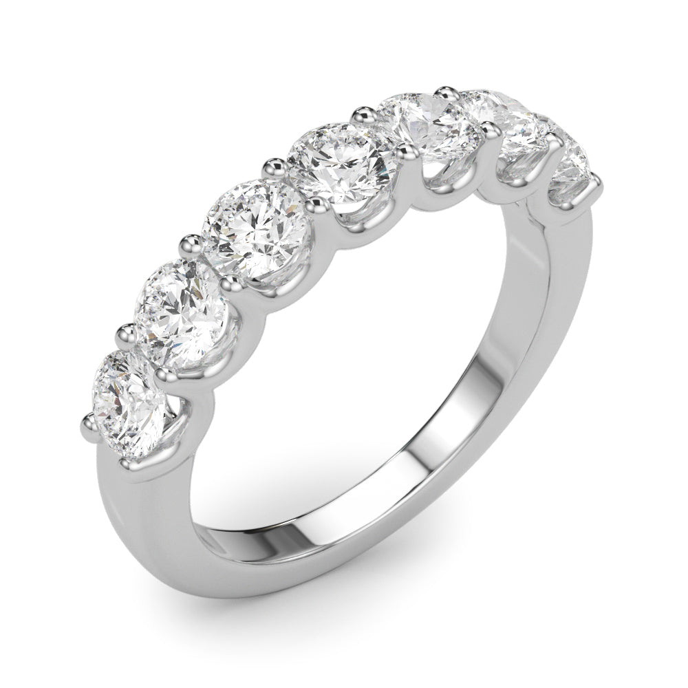 Elegant 7 Stone Shared Prong Diamond Band