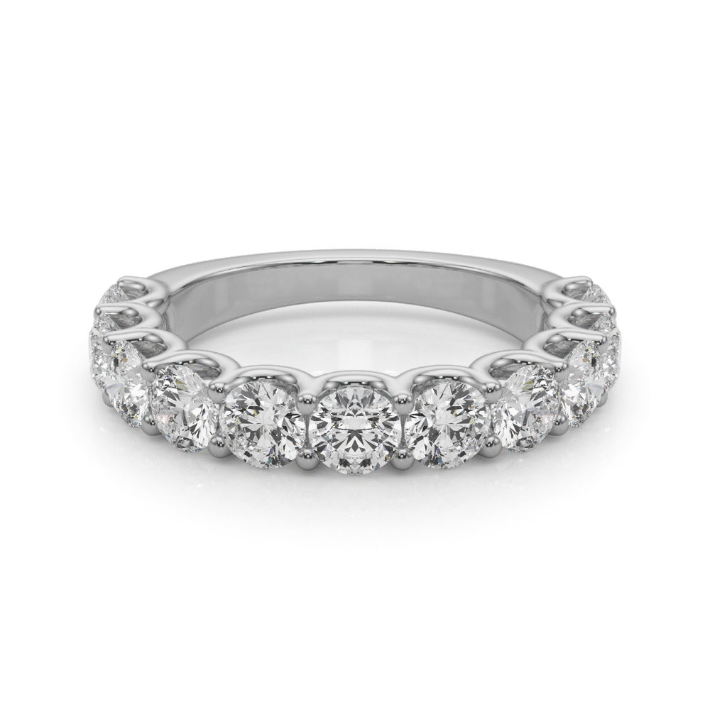 11 Stone Shared Prong Diamond Band - 1 CTW SI1-SI2 G-H 14kt White Gold