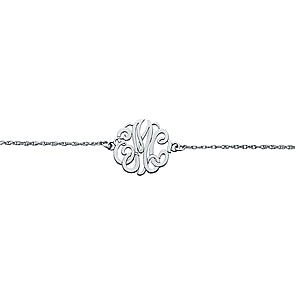 20mm 3 Initial Monogram Bracelet in 14kt White Gold