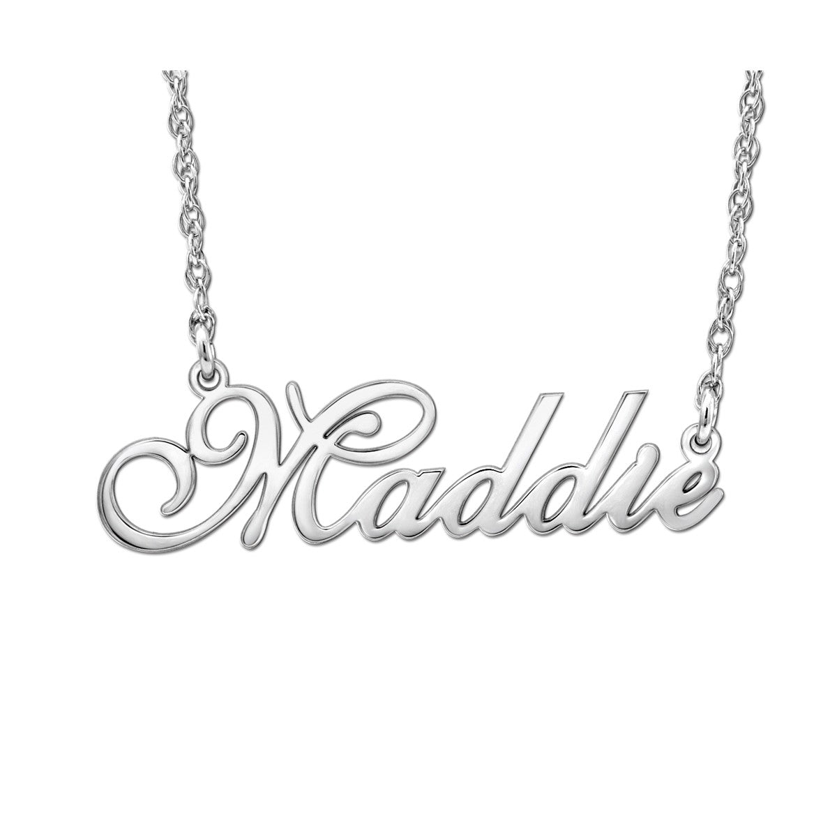 14K White Gold High Polish Custom Nameplate Necklace for Women