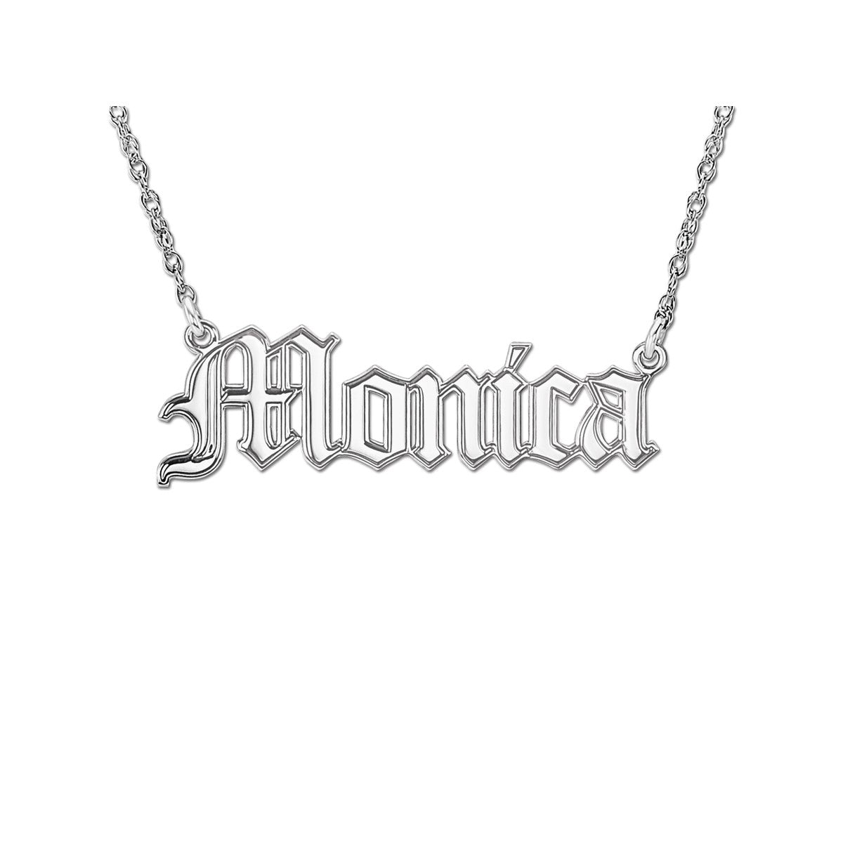 14K White Gold Personalized Name Necklace - High Polish Finish