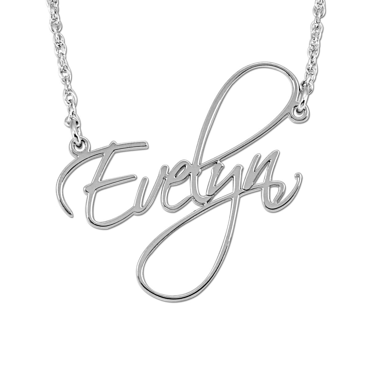 14K White Gold Personalized Name Pendant Necklace - High Polish Finish