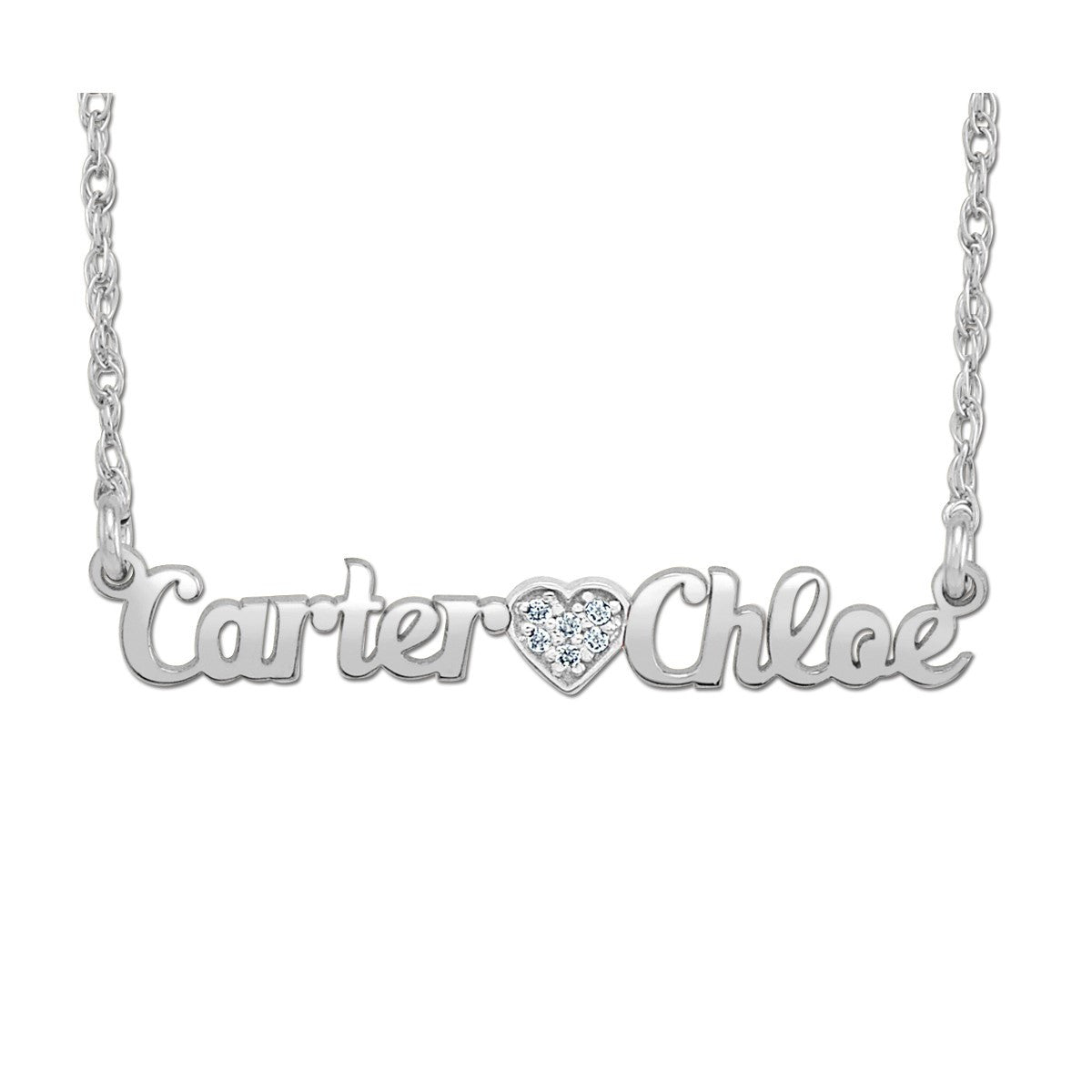 14K White Gold Diamond Accent Personalized Name Necklace