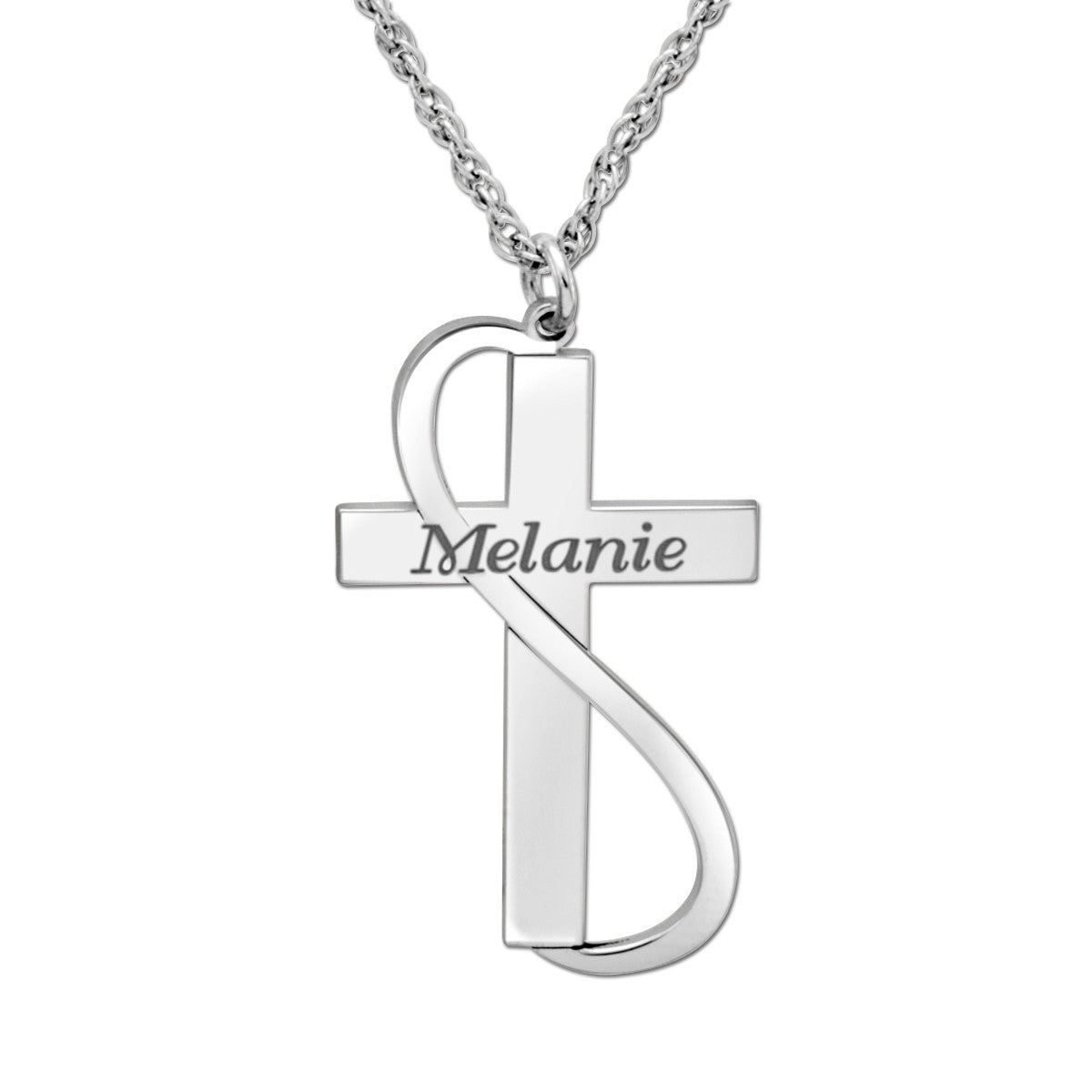 14K White Gold High Polish Cross Pendant - 28 x 16mm