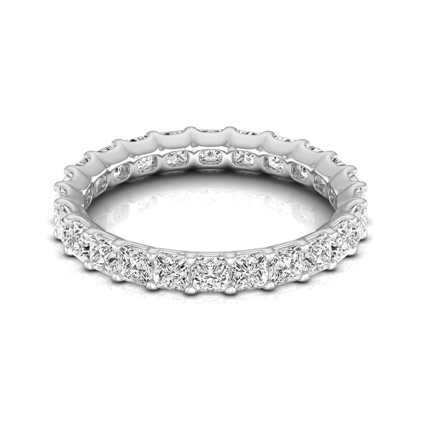 Exquisite Full Eternity Princess Cut Diamond Wedding Band in 14k White Gold