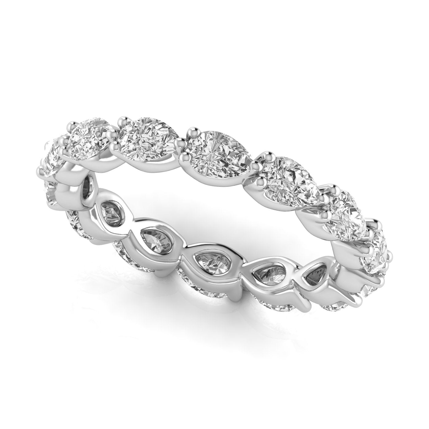 Exquisite 14kt White Gold Full Eternity Pear Diamond Wedding Band - 1.44 cttw
