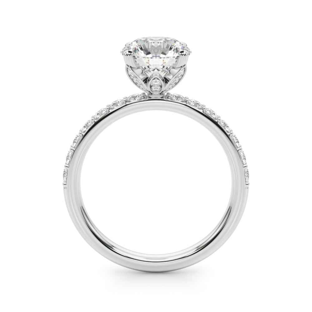 Elegant 1 CT Round Diamond Engagement Ring Setting - 14kt White Gold