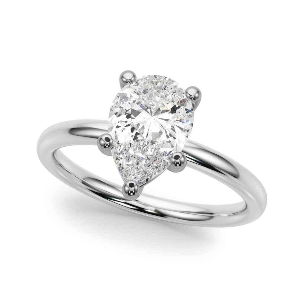 Elegant 14kt White Gold Pear Shape Solitaire Setting - 3/8 Carat Center Stone