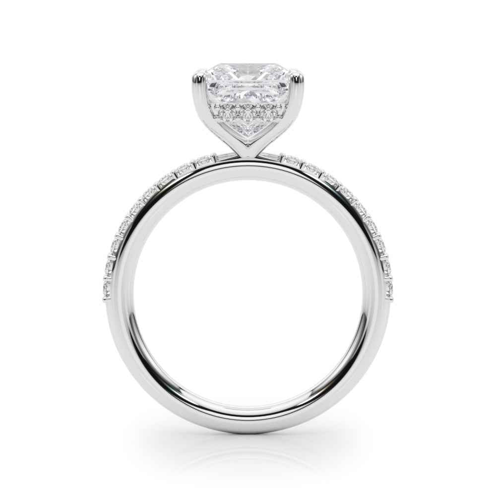 Elegant 14kt White Gold Square Semi-Mount Engagement Ring Setting - 5.5