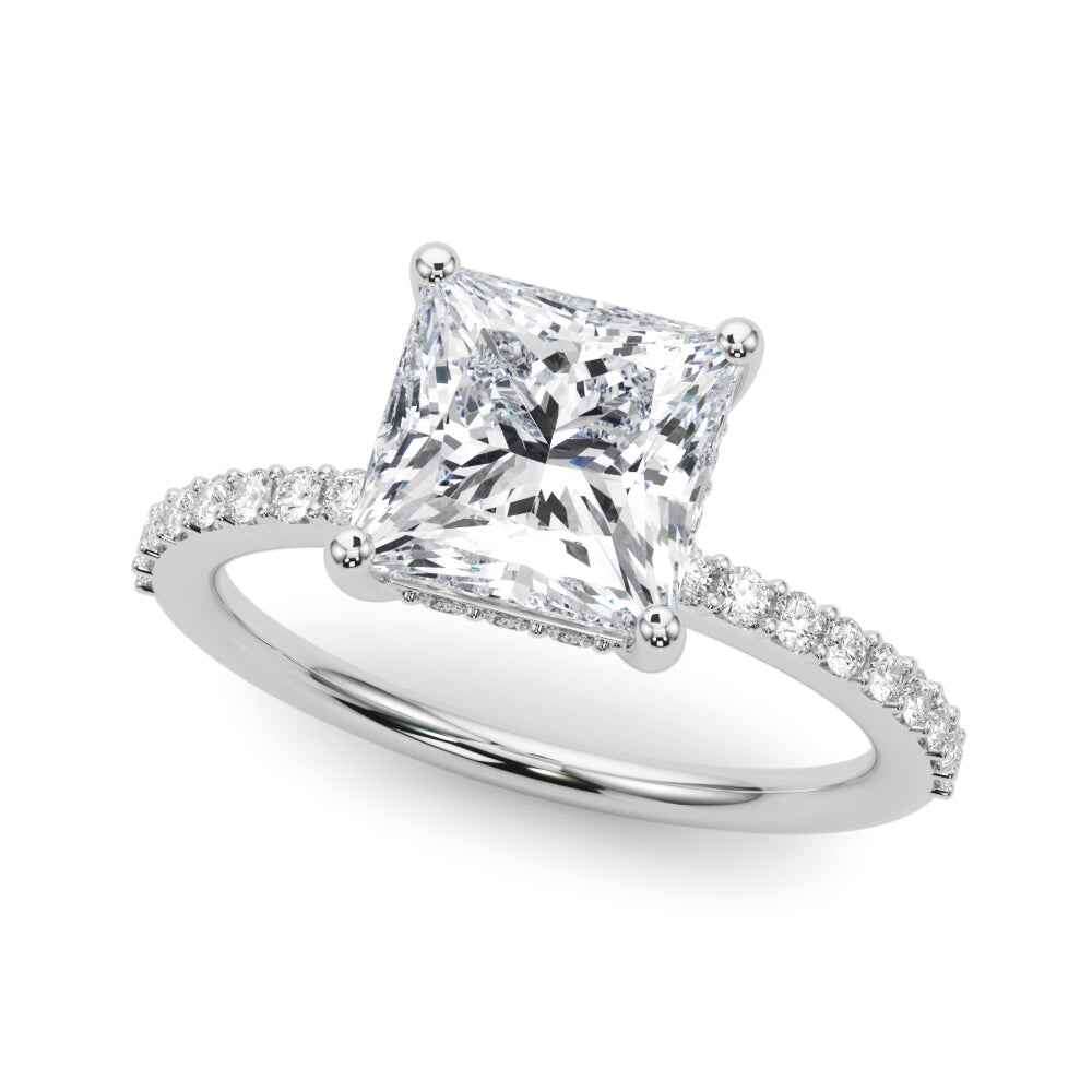 Elegant 14kt White Gold Square Semi-Mount Engagement Ring Setting - 5.5
