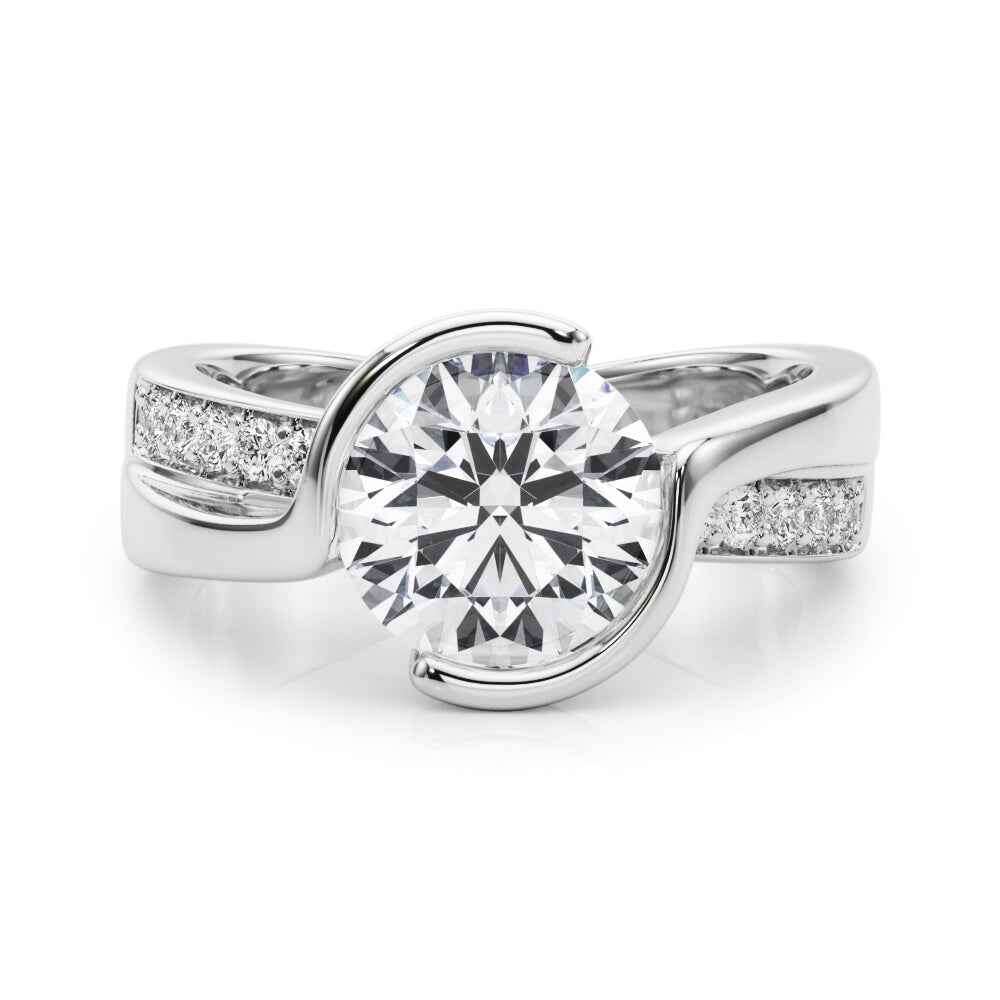 Elegant 14kt White/Yellow Gold Semi-Mount Engagement Ring Setting with 1/4 ct TW SI1-SI2 G-H Diamonds - Style 