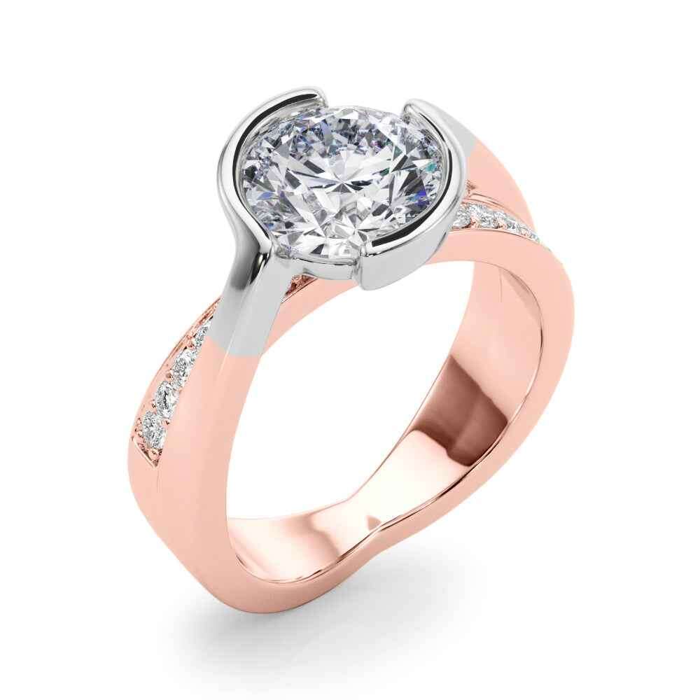 Elegant 14kt White/Yellow Gold Semi-Mount Engagement Ring Setting with 1/4 ct TW SI1-SI2 G-H Diamonds - Style 