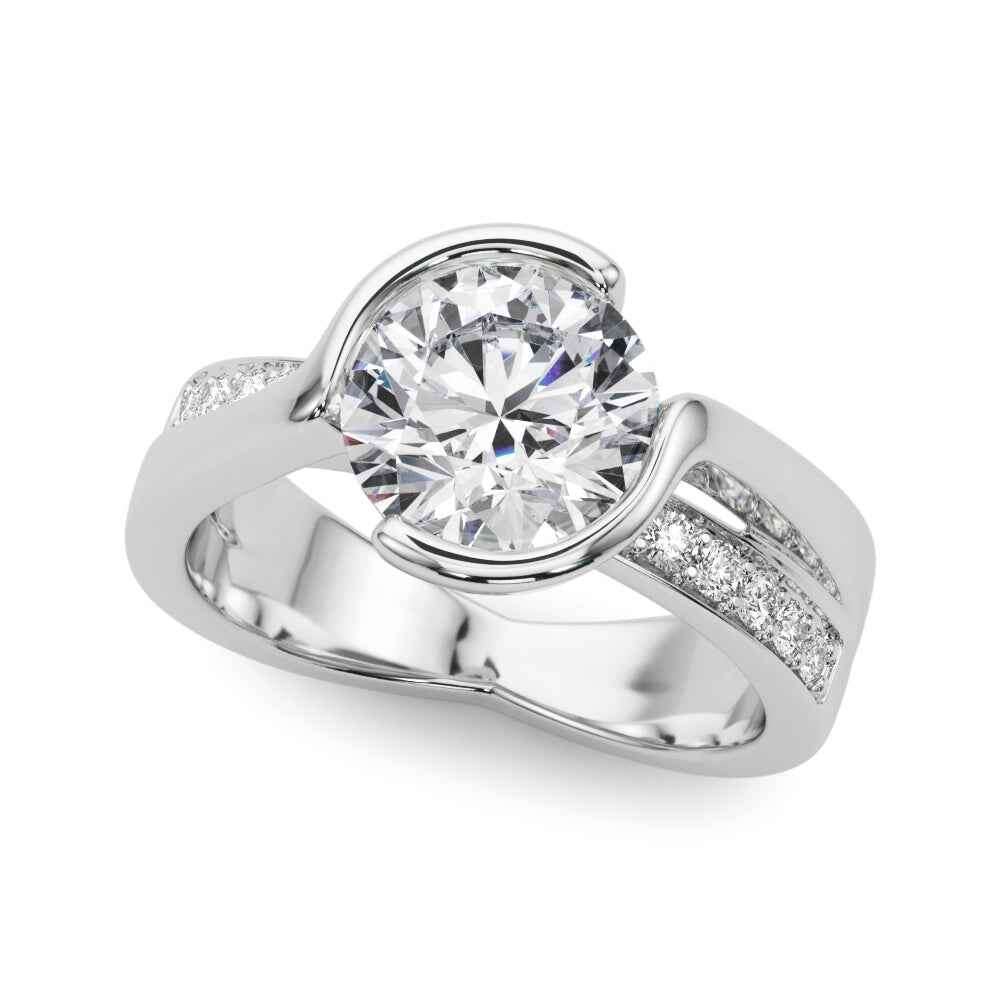 Elegant 14kt White/Yellow Gold Semi-Mount Engagement Ring Setting with 1/4 ct TW SI1-SI2 G-H Diamonds - Style 