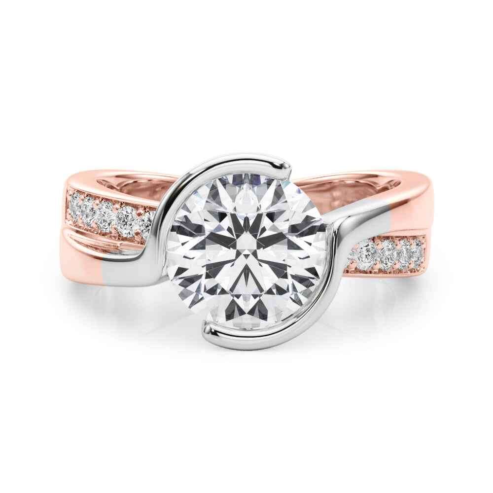 Elegant 14kt White/Yellow Gold Semi-Mount Engagement Ring Setting with 1/4 ct TW SI1-SI2 G-H Diamonds - Style 